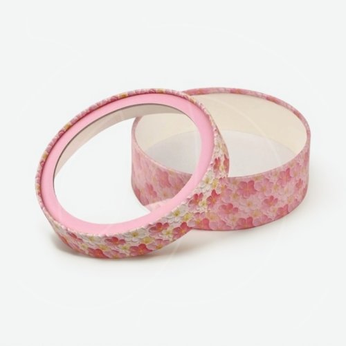 Коробка для сладостей круглая с окном "Цветы" 16х5 см 70417