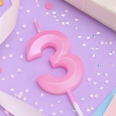 Свеча декоративная Цифра "3" Грань Розовый 10330396
