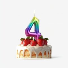 Свеча декоративная Цифра "4" Шар Радуга 5311071