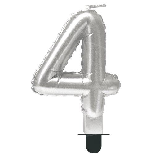 Свеча декоративная Цифра "4" Шар Серебро 622096-4	