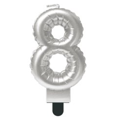 Свеча декоративная Цифра "8" Шар Серебро 622096-8	