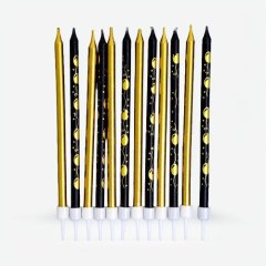 Свечи декоративные "Чёрно-золотые с воздушными шариками" 12 шт 10603393